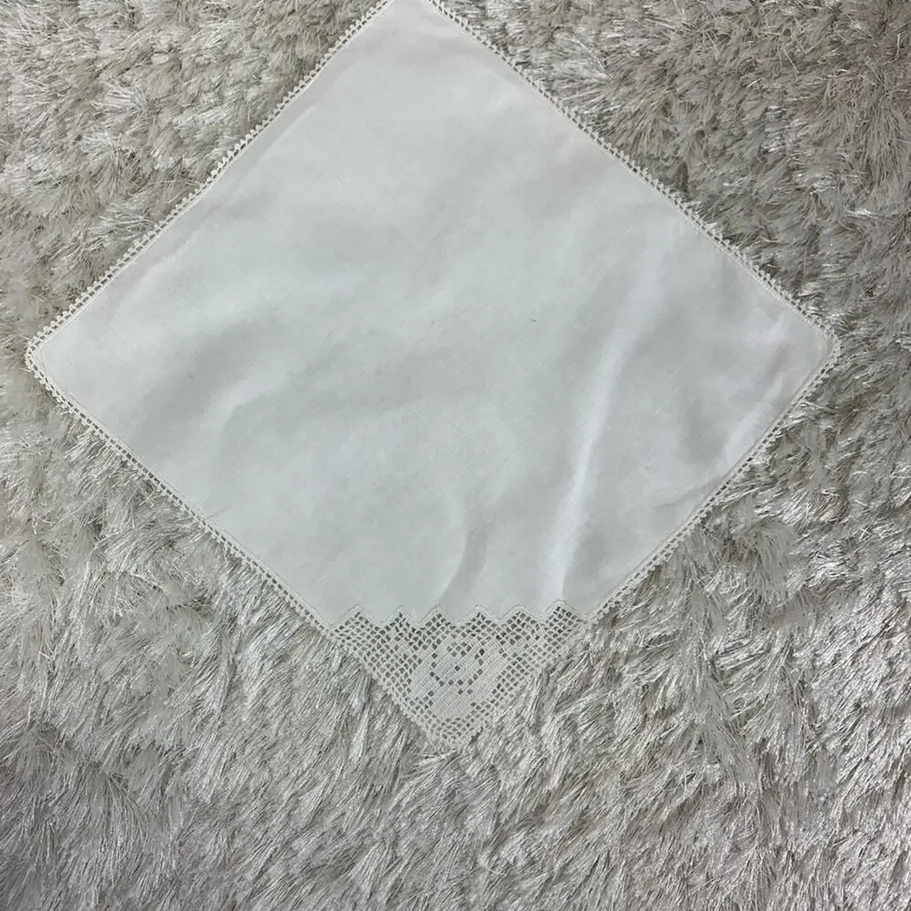 Cream Linen Hand Crochet Trim Lace Table Scarf
